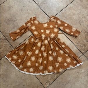 cheeky plum Brown Sunprint Long-Sleeve Twirl Dress